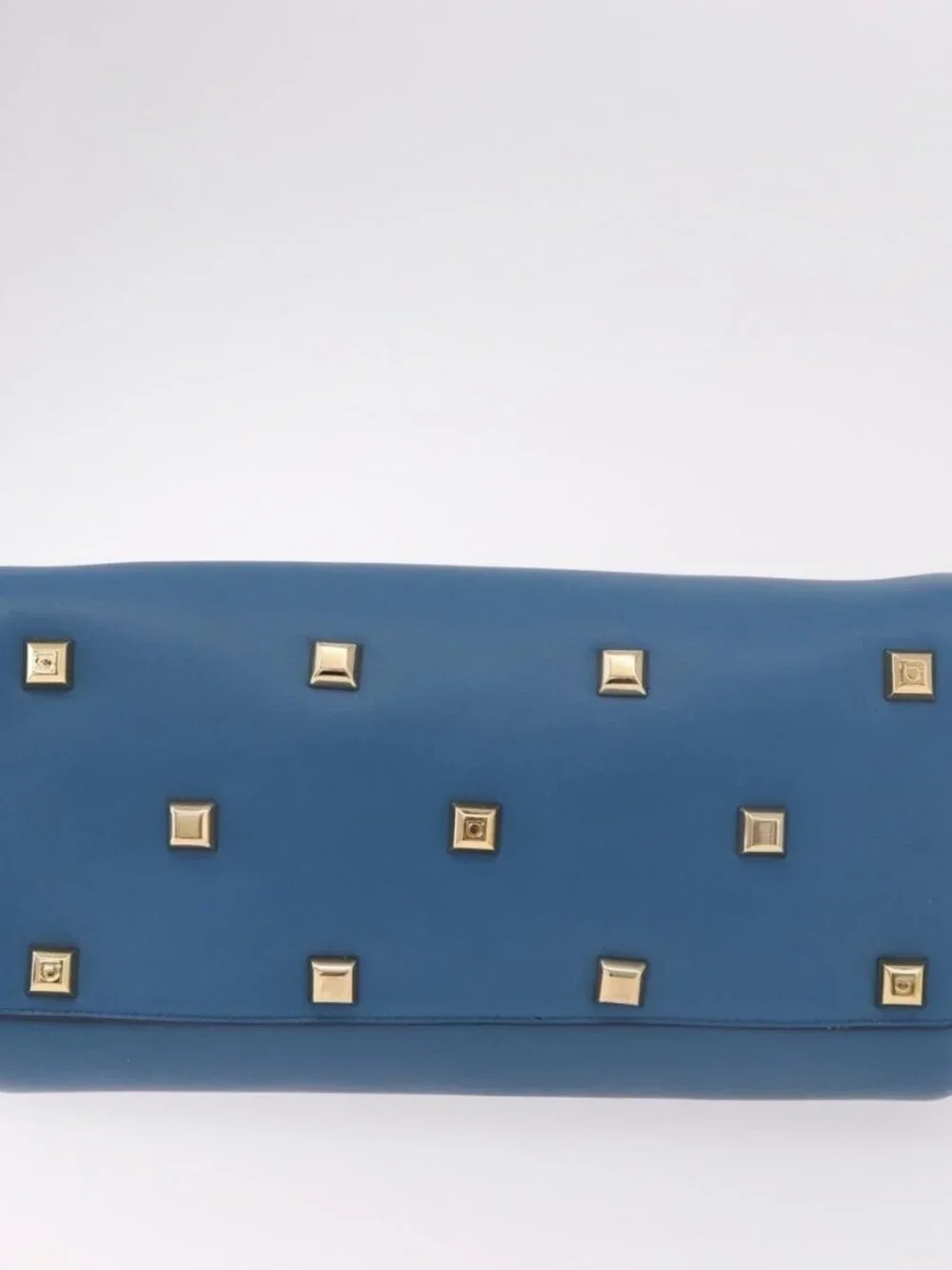 Salvatore Ferragamo Gancini Studio bag Bag Leather 2way Blue Gold Auth ka4871V